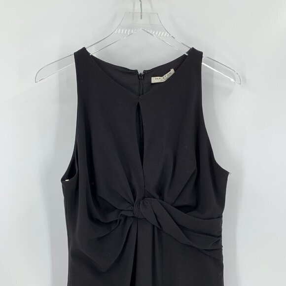 Halston Heritage crepe maxi sheath dress twist keyhole black long sheath new 12 - Picture 2 of 5
